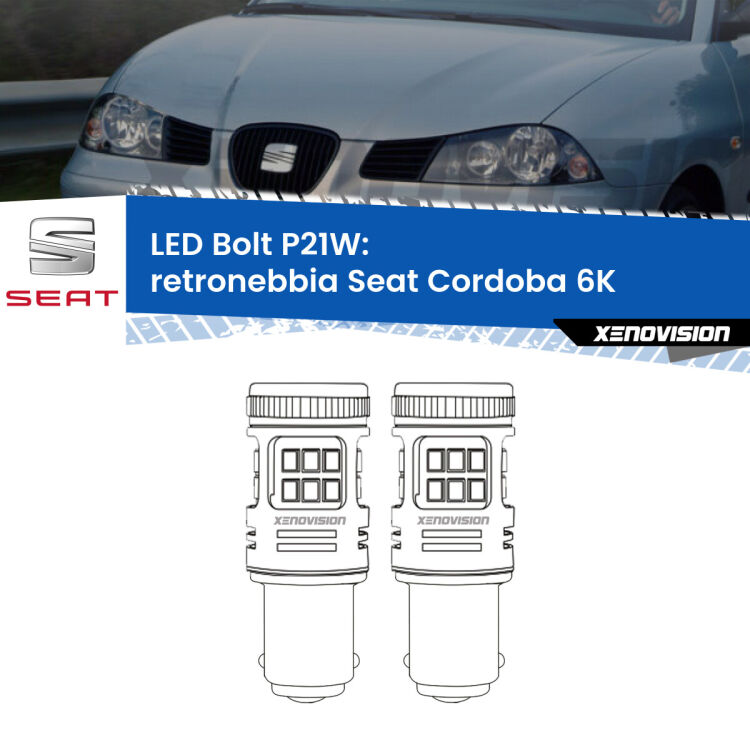 <strong>Retronebbia LED per Seat Cordoba</strong> 6K 1993 - 2002. Coppia lampade <strong>P21W</strong> modello Bolt canbus.