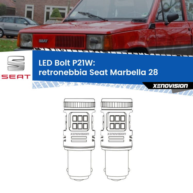 <strong>Retronebbia LED per Seat Marbella</strong> 28 1986 - 1998. Coppia lampade <strong>P21W</strong> modello Bolt canbus.