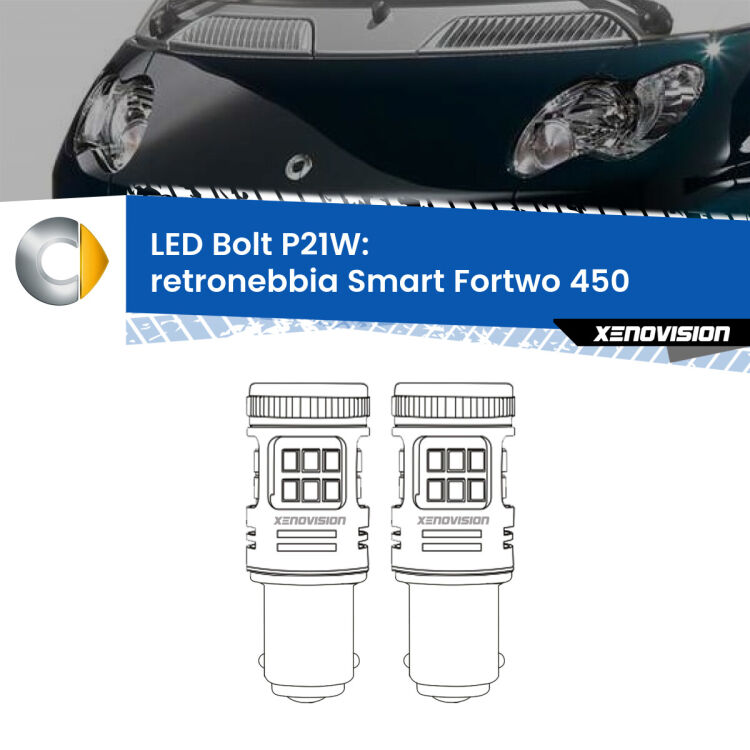 <strong>Retronebbia LED per Smart Fortwo</strong> 450 2004 - 2007. Coppia lampade <strong>P21W</strong> modello Bolt canbus.