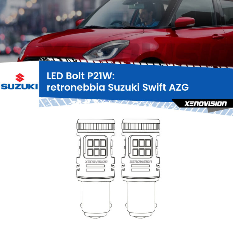 <strong>Retronebbia LED per Suzuki Swift</strong> AZG 2010 - 2016. Coppia lampade <strong>P21W</strong> modello Bolt canbus.