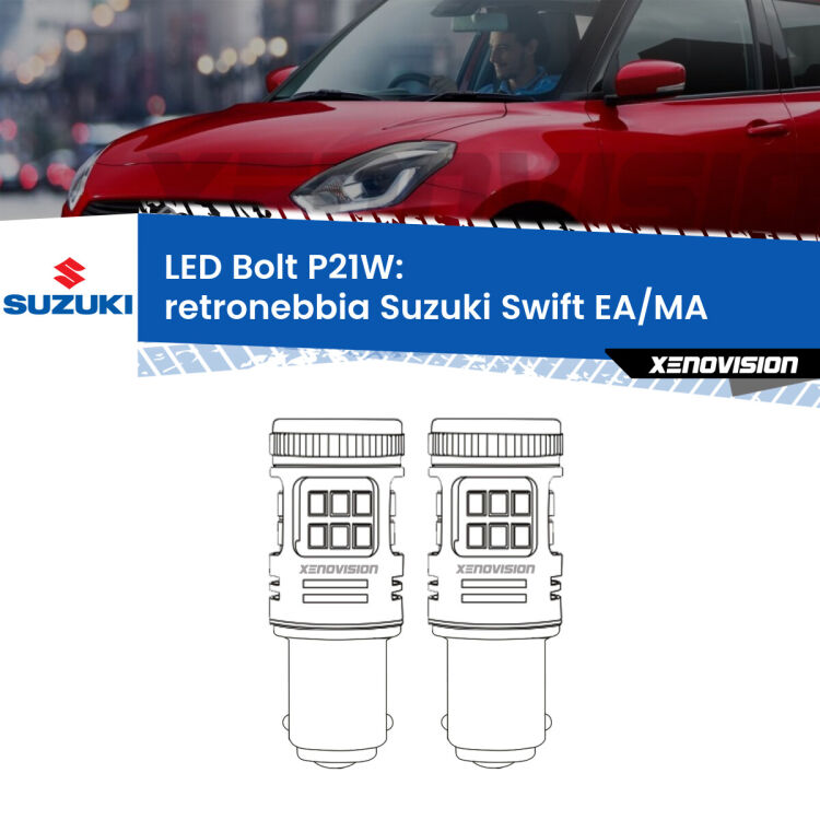 <strong>Retronebbia LED per Suzuki Swift</strong> EA/MA 1989 - 2003. Coppia lampade <strong>P21W</strong> modello Bolt canbus.