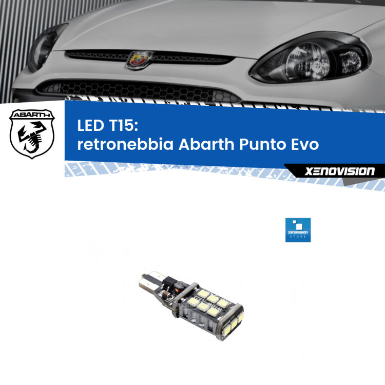 <strong>retronebbia LED per Abarth Punto Evo</strong>  2010 - 2014. Lampadina <strong>T15</strong> Canbus Xenovision.