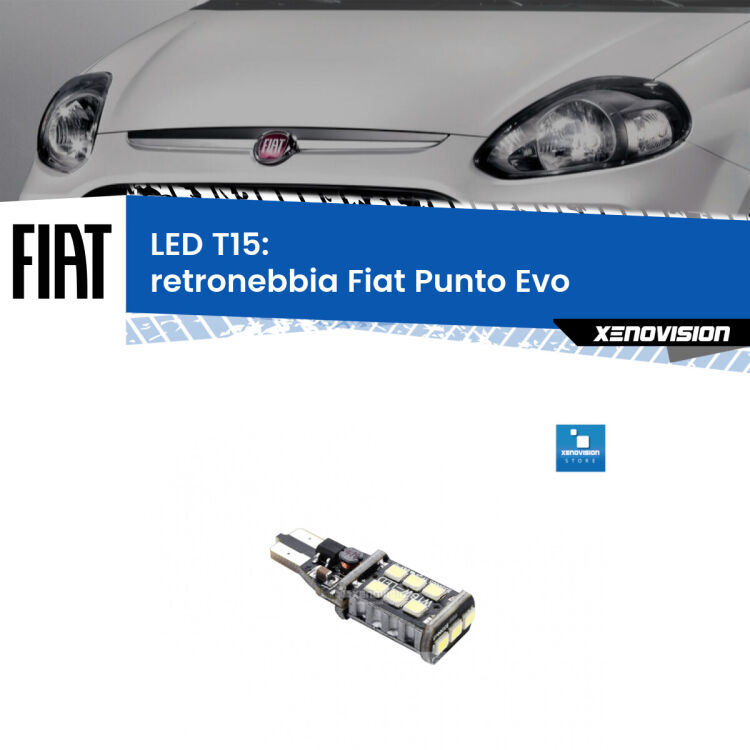 <strong>retronebbia LED per Fiat Punto Evo</strong>  2009 - 2015. Lampadina <strong>T15</strong> Canbus Xenovision.