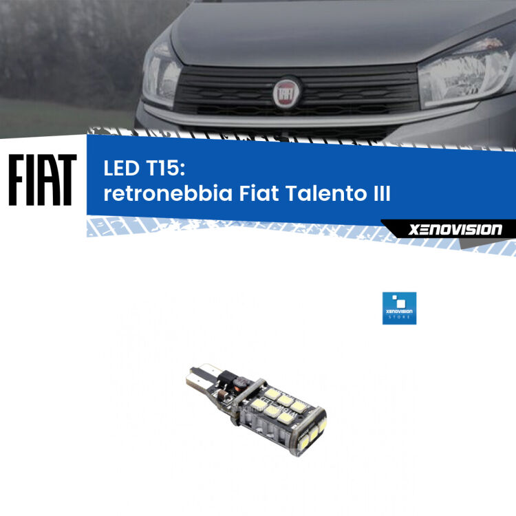 <strong>retronebbia LED per Fiat Talento</strong> III 2016 - 2020. Lampadina <strong>T15</strong> Canbus Xenovision.