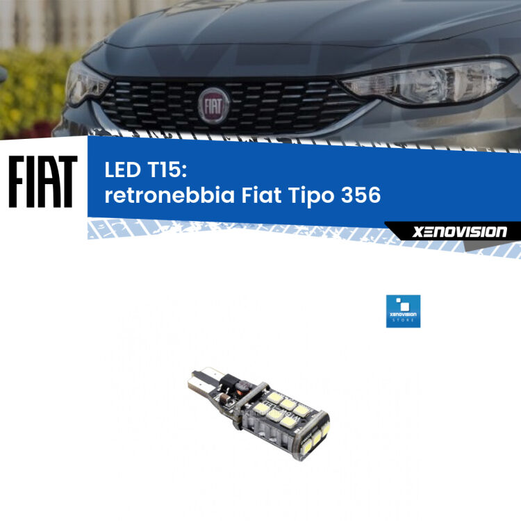 <strong>retronebbia LED per Fiat Tipo</strong> 356 2015 in poi. Lampadina <strong>T15</strong> Canbus Xenovision.