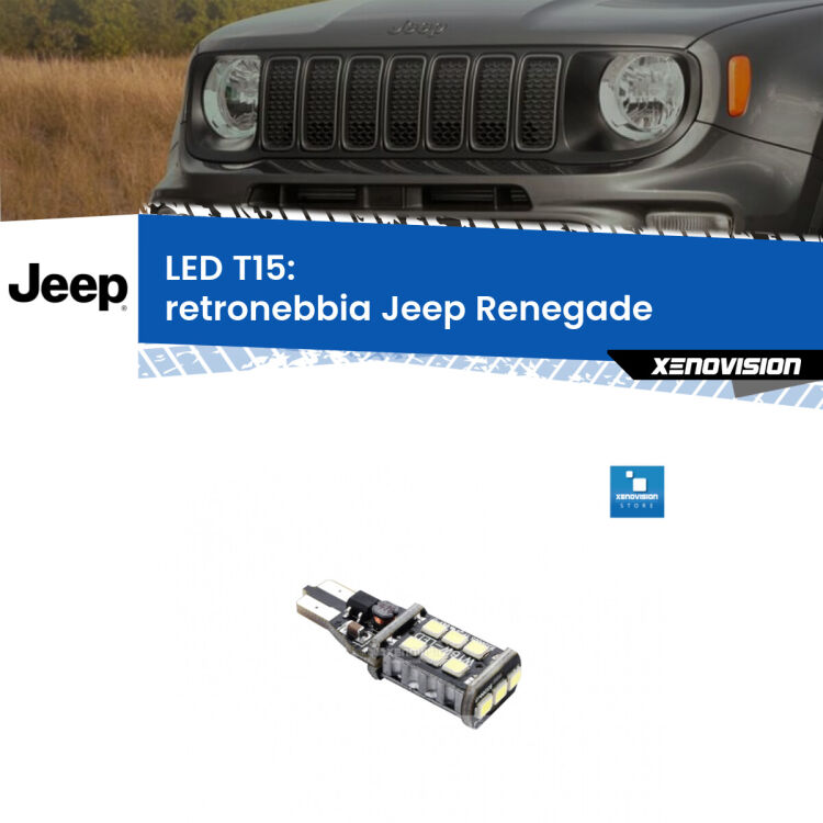 <strong>retronebbia LED per Jeep Renegade</strong>  2014 in poi. Lampadina <strong>T15</strong> Canbus Xenovision.