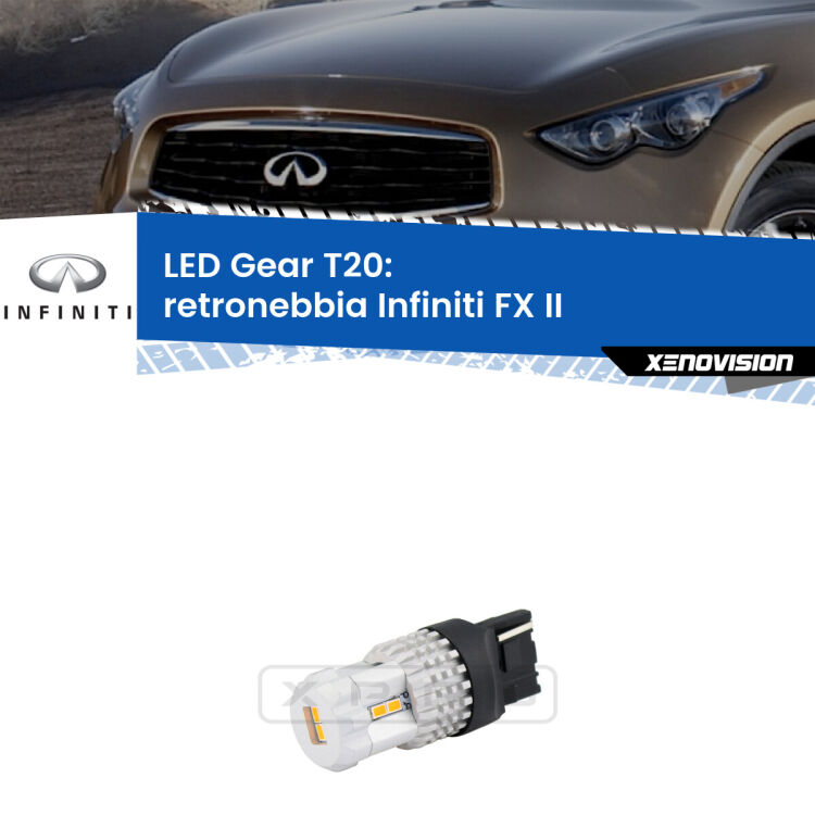 <strong>Retronebbia LED per Infiniti FX</strong> II 2008 - 2013. Lampada <strong>T20</strong> rossa modello Gear.