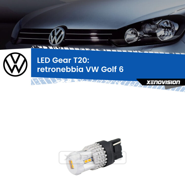 <strong>Retronebbia LED per VW Golf 6</strong>  2008 - 2011. Lampada <strong>T20</strong> rossa modello Gear.