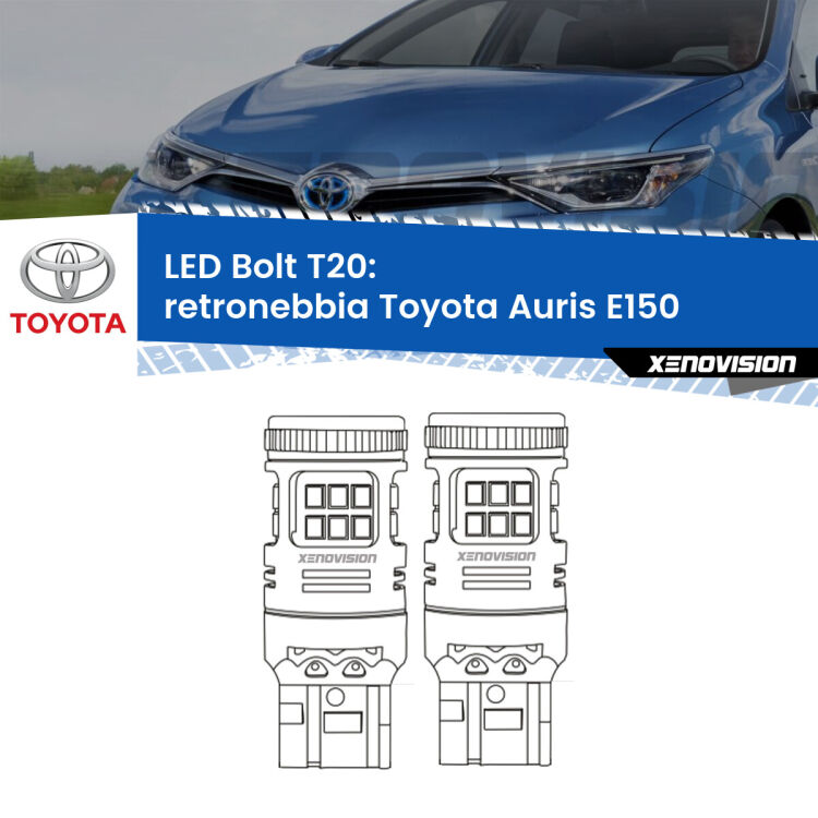 <strong>Retronebbia LED per Toyota Auris</strong> E150 2010 - 2012. Coppia lampade <strong>T20</strong> modello Bolt canbus.