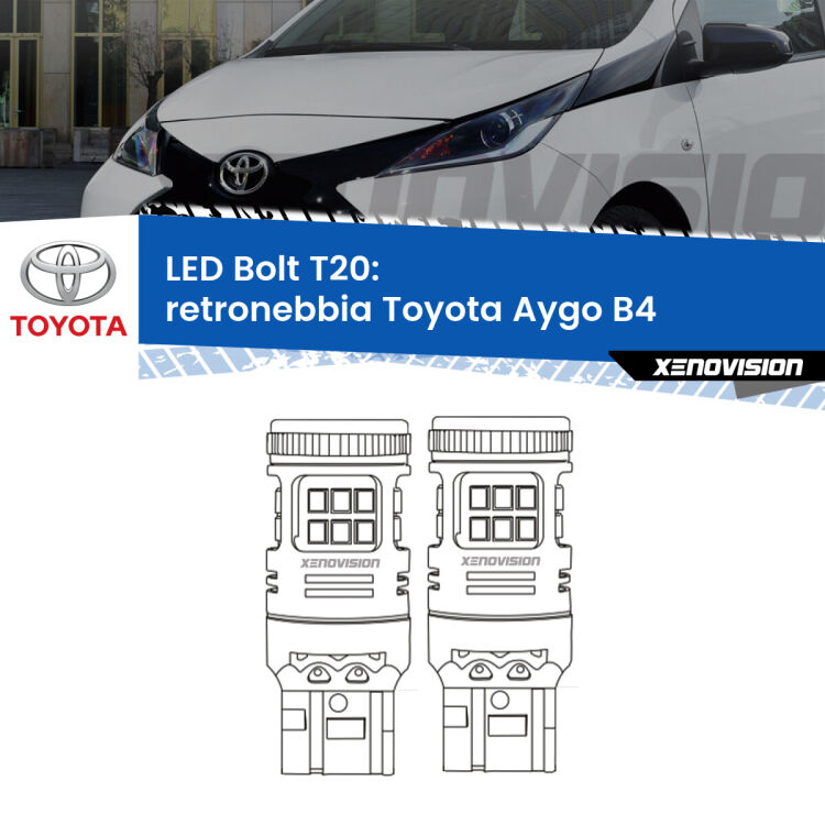 <strong>Retronebbia LED per Toyota Aygo</strong> B4 2018 in poi. Coppia lampade <strong>T20</strong> modello Bolt canbus.