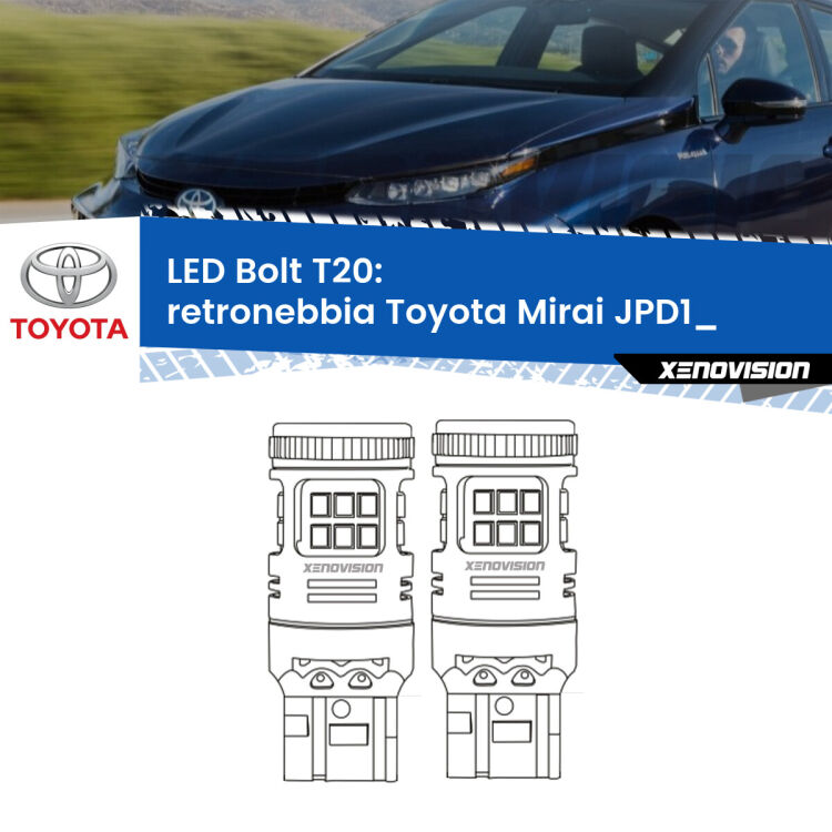 <strong>Retronebbia LED per Toyota Mirai</strong> JPD1_ 2014 in poi. Coppia lampade <strong>T20</strong> modello Bolt canbus.