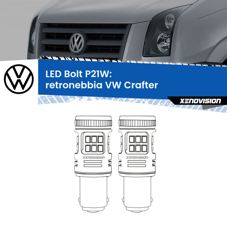 <strong>Retronebbia LED per VW Crafter</strong>  2006 - 2016. Coppia lampade <strong>P21W</strong> modello Bolt canbus.