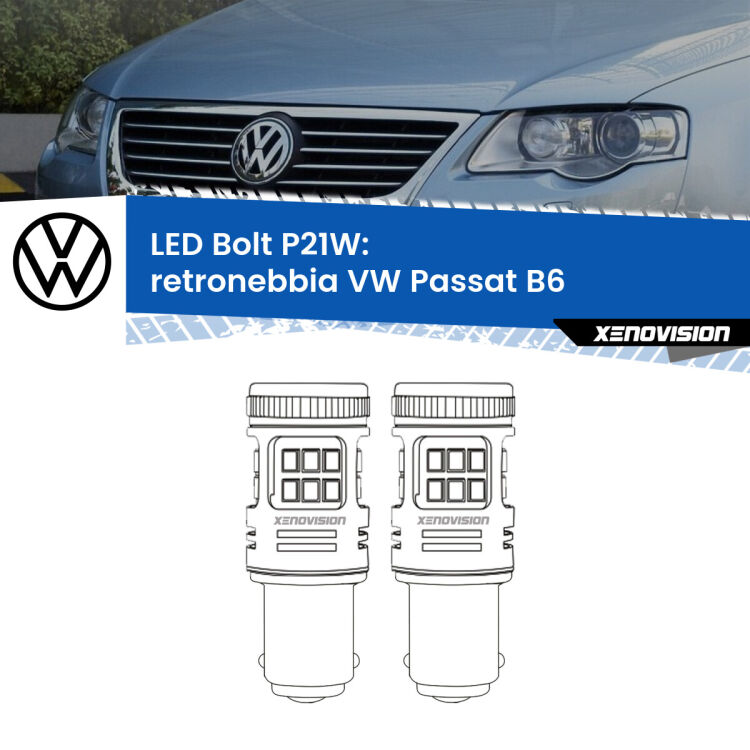 <strong>Retronebbia LED per VW Passat</strong> B6 2005 - 2010. Coppia lampade <strong>P21W</strong> modello Bolt canbus.