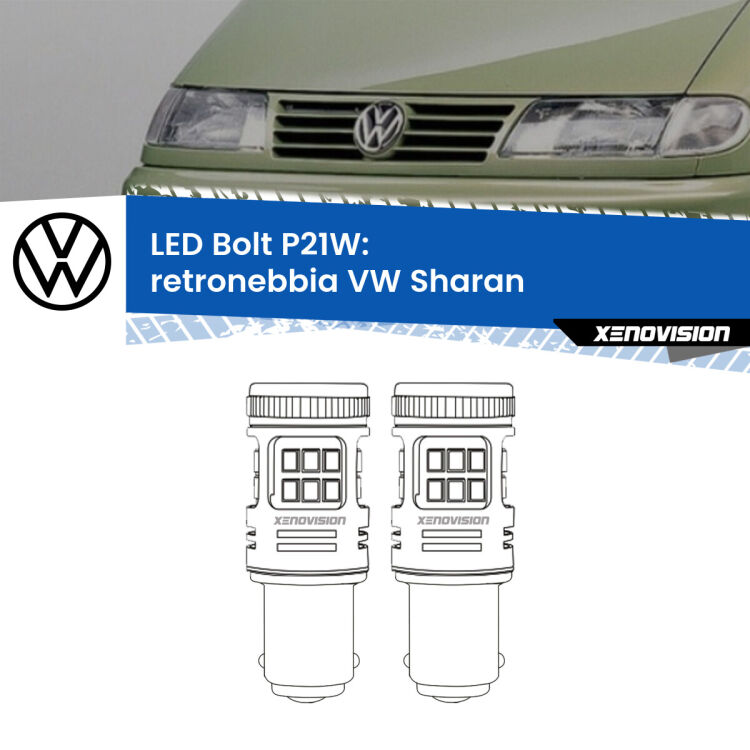 <strong>Retronebbia LED per VW Sharan</strong>  1995 - 2010. Coppia lampade <strong>P21W</strong> modello Bolt canbus.