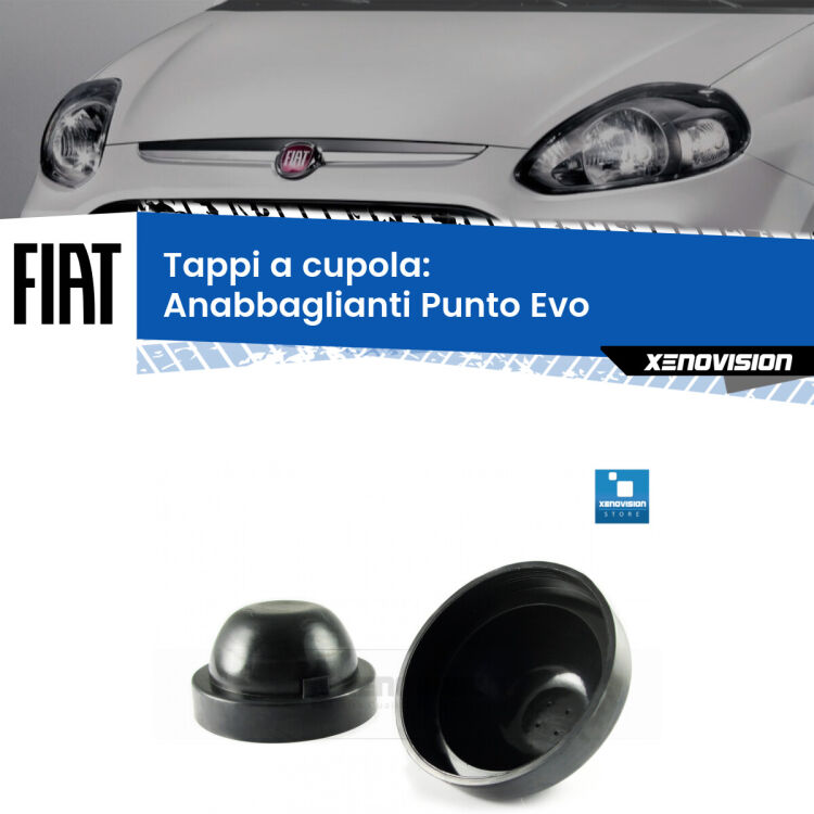 <strong>Tappi coprifaro a cupola</strong> per Anabbaglianti Fiat Punto Evo: indispensabili per kit LED a ventola. Evitano il soffocamento ventole e fulminazione del kit LED.