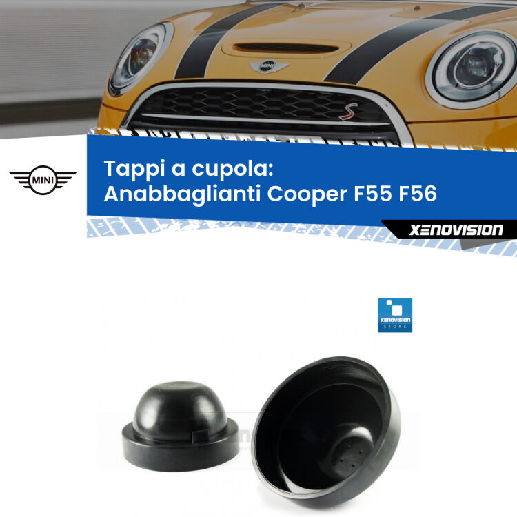 <strong>Tappi coprifaro a cupola</strong> per Anabbaglianti Mini Cooper: indispensabili per kit LED a ventola. Evitano il soffocamento ventole e fulminazione del kit LED.