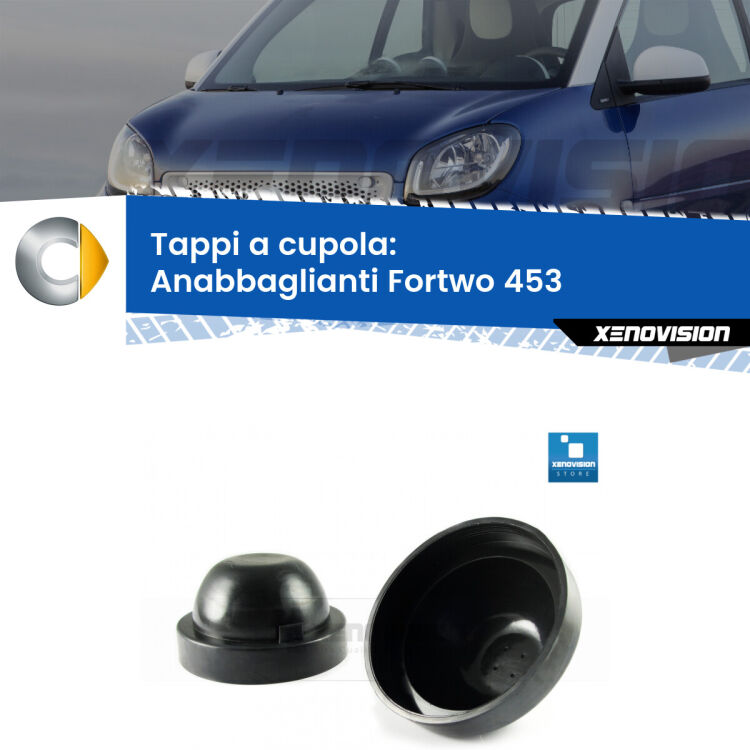 <strong>Tappi coprifaro a cupola</strong> per Anabbaglianti Smart Fortwo: indispensabili per kit LED a ventola. Evitano il soffocamento ventole e fulminazione del kit LED.