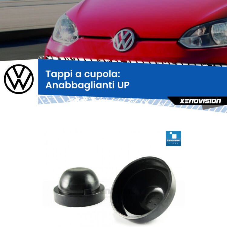 <strong>Tappi coprifaro a cupola</strong> per Anabbaglianti VW UP: indispensabili per kit LED a ventola. Evitano il soffocamento ventole e fulminazione del kit LED.