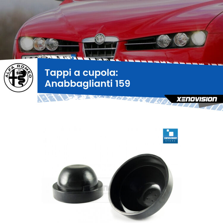 <strong>Tappi coprifaro a cupola</strong> per Anabbaglianti Alfa romeo 159: indispensabili per kit LED a ventola. Evitano il soffocamento ventole e fulminazione del kit LED.