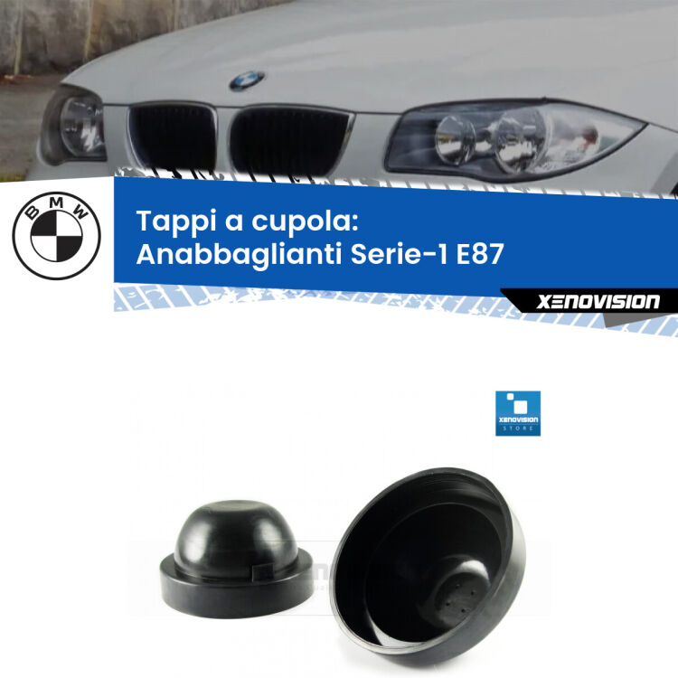 <strong>Tappi coprifaro a cupola</strong> per Anabbaglianti BMW Serie-1: indispensabili per kit LED a ventola. Evitano il soffocamento ventole e fulminazione del kit LED.