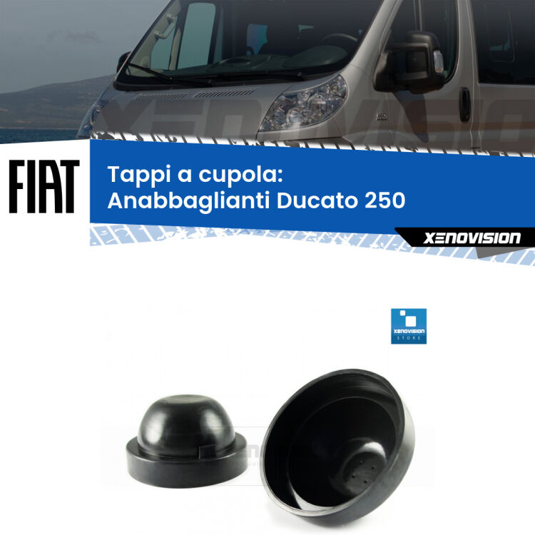 <strong>Tappi coprifaro a cupola</strong> per Anabbaglianti Fiat Ducato: indispensabili per kit LED a ventola. Evitano il soffocamento ventole e fulminazione del kit LED.