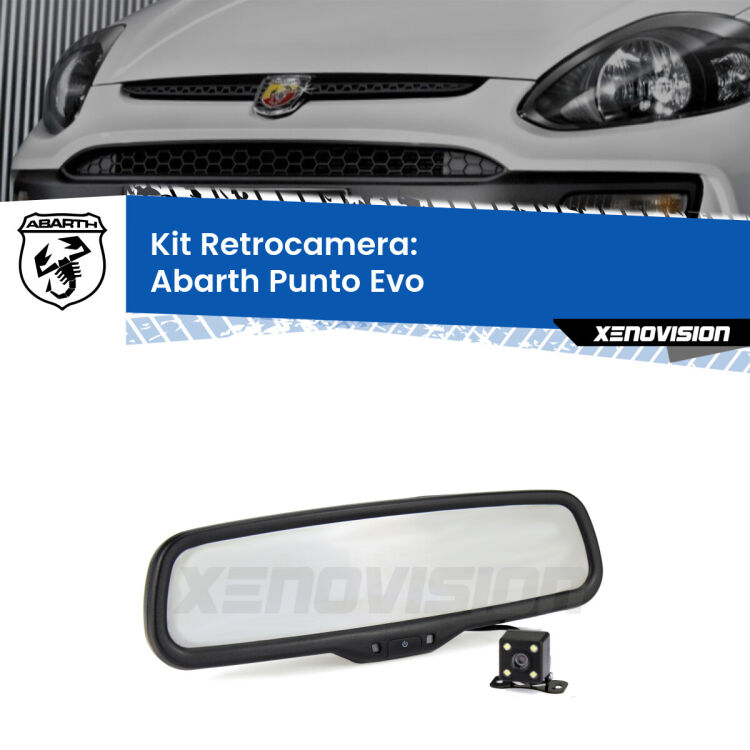 Kit Telecamera Parcheggio e Specchietto retrovisore con display invisibile per Abarth Punto Evo . Spento è identico all’originale. In retromarcia, l’immagine appare in un riquadro prima invisibile