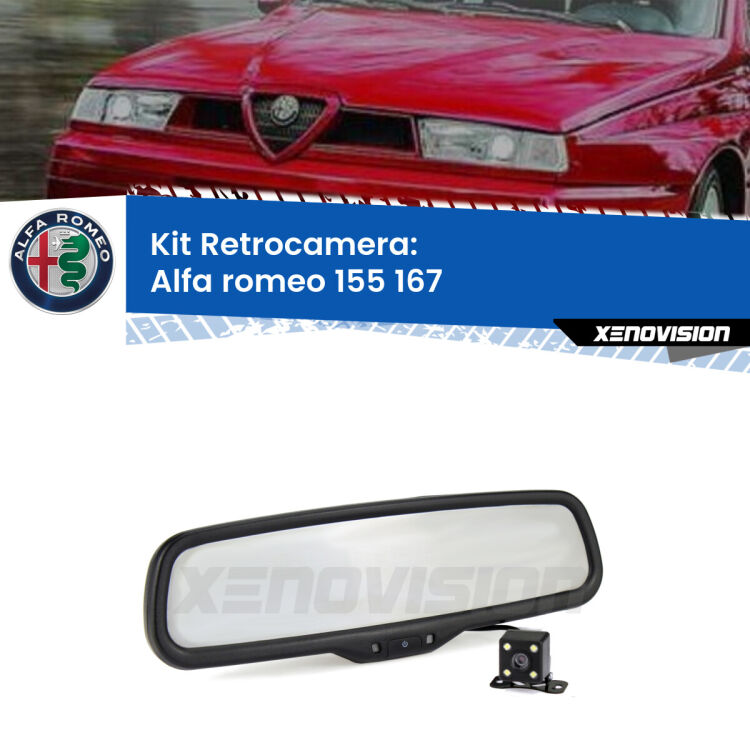 Kit Telecamera Parcheggio e Specchietto retrovisore con display invisibile incorporato per Alfa romeo 155 . Da spento è indistinguibile da un retrovisore originale. Con 2 ingressi video per telecamere retromarcia, l'immagine appare in un riquadro che prima era invisibile.