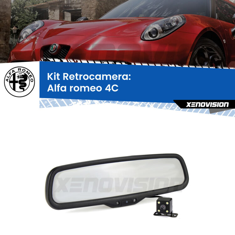 Kit Telecamera Parcheggio e Specchietto retrovisore con display invisibile per Alfa romeo 4C . Spento è identico all’originale. In retromarcia, l’immagine appare in un riquadro prima invisibile