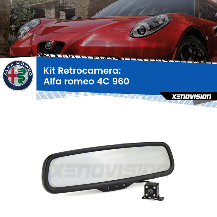 Kit Telecamera Parcheggio e Specchietto retrovisore con display invisibile incorporato per Alfa romeo 4C . Da spento è indistinguibile da un retrovisore originale. Con 2 ingressi video per telecamere retromarcia, l'immagine appare in un riquadro che prima era invisibile.