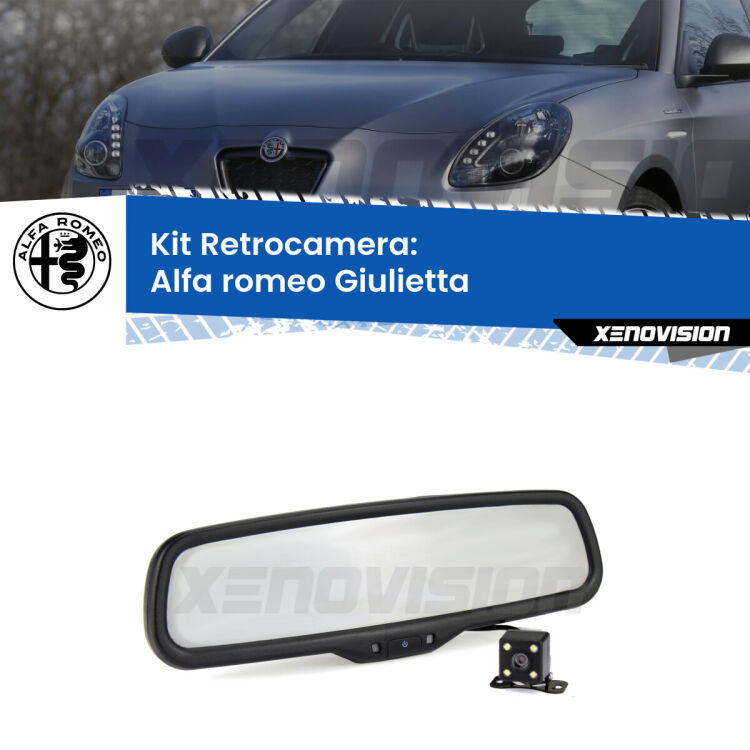 Kit Telecamera Parcheggio e Specchietto retrovisore con display invisibile per Alfa romeo Giulietta . Spento è identico all’originale. In retromarcia, l’immagine appare in un riquadro prima invisibile