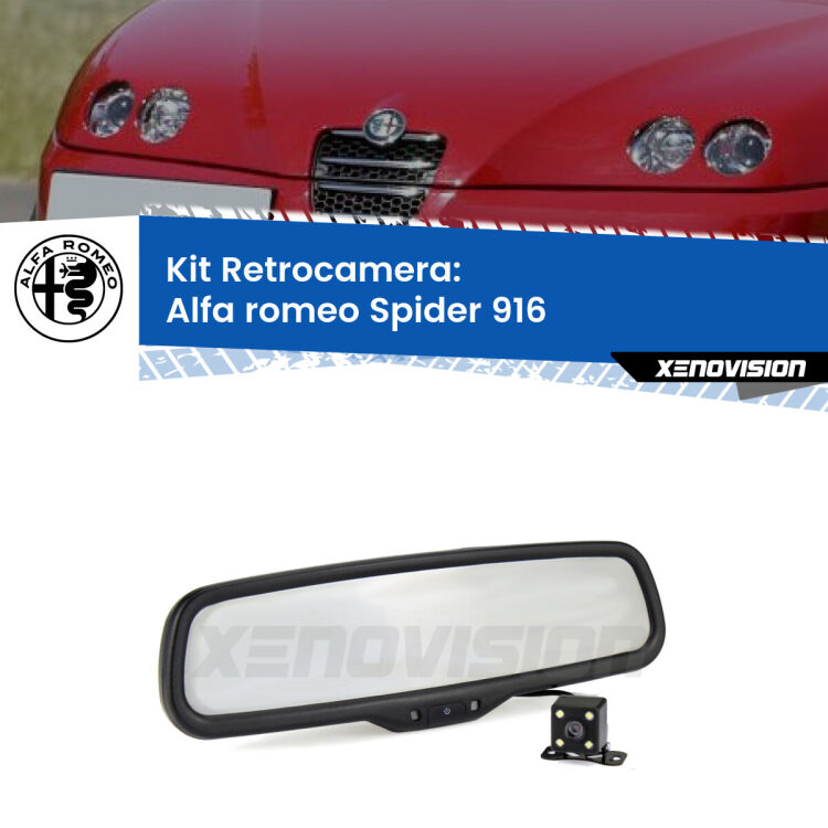 Kit Telecamera Parcheggio e Specchietto retrovisore con display invisibile per Alfa romeo Spider 916. Spento è identico all’originale. In retromarcia, l’immagine appare in un riquadro prima invisibile