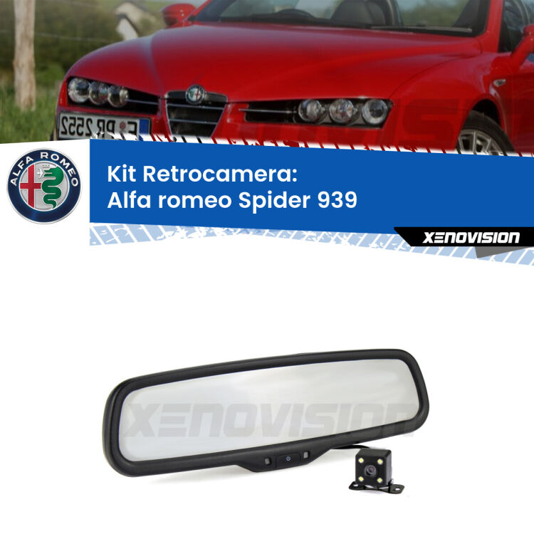 Kit Telecamera Parcheggio e Specchietto retrovisore con display invisibile incorporato per Alfa romeo Spider 939. Da spento è indistinguibile da un retrovisore originale. Con 2 ingressi video per telecamere retromarcia, l'immagine appare in un riquadro che prima era invisibile.