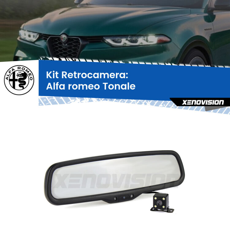 Kit Telecamera Parcheggio e Specchietto retrovisore con display invisibile per Alfa romeo Tonale . Spento è identico all’originale. In retromarcia, l’immagine appare in un riquadro prima invisibile