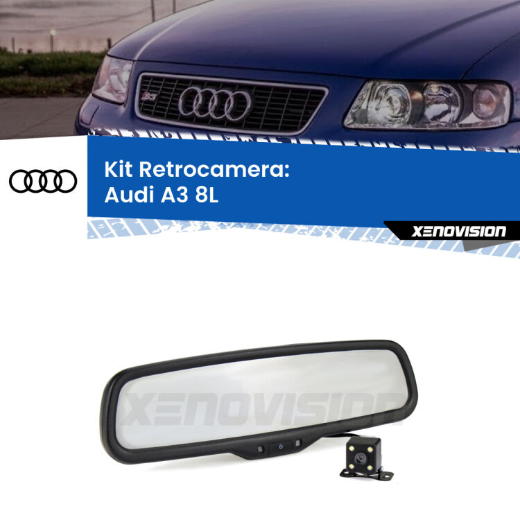 Kit Telecamera Parcheggio e Specchietto retrovisore con display invisibile per Audi A3 8L. Spento è identico all’originale. In retromarcia, l’immagine appare in un riquadro prima invisibile