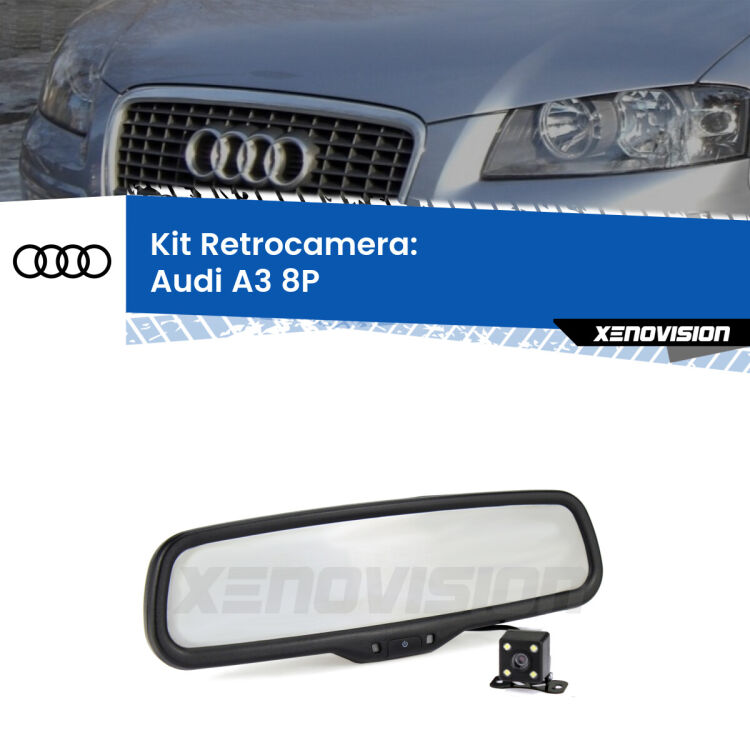 Kit Telecamera Parcheggio e Specchietto retrovisore con display invisibile per Audi A3 8P. Spento è identico all’originale. In retromarcia, l’immagine appare in un riquadro prima invisibile