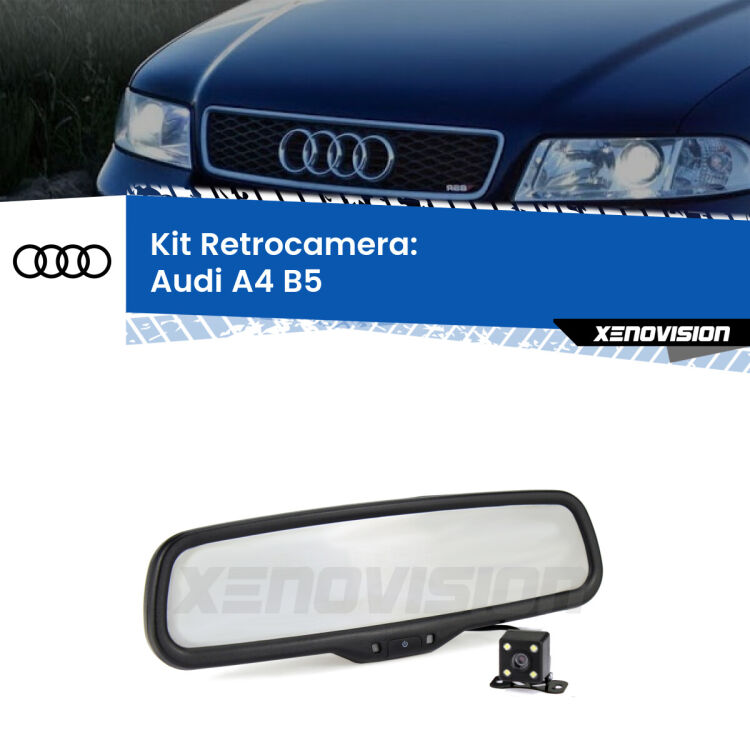 Kit Telecamera Parcheggio e Specchietto retrovisore con display invisibile per Audi A4 B5. Spento è identico all’originale. In retromarcia, l’immagine appare in un riquadro prima invisibile