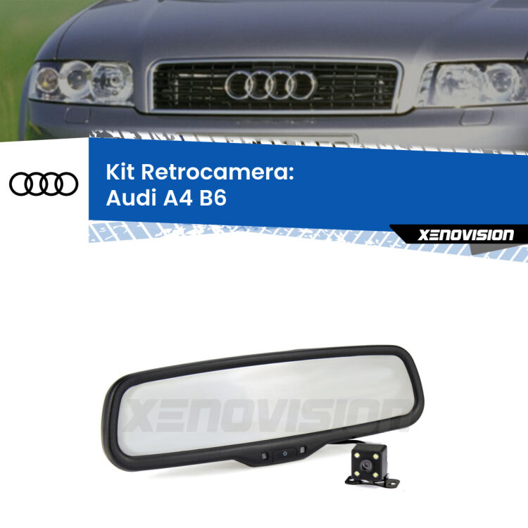 Kit Telecamera Parcheggio e Specchietto retrovisore con display invisibile per Audi A4 B6. Spento è identico all’originale. In retromarcia, l’immagine appare in un riquadro prima invisibile