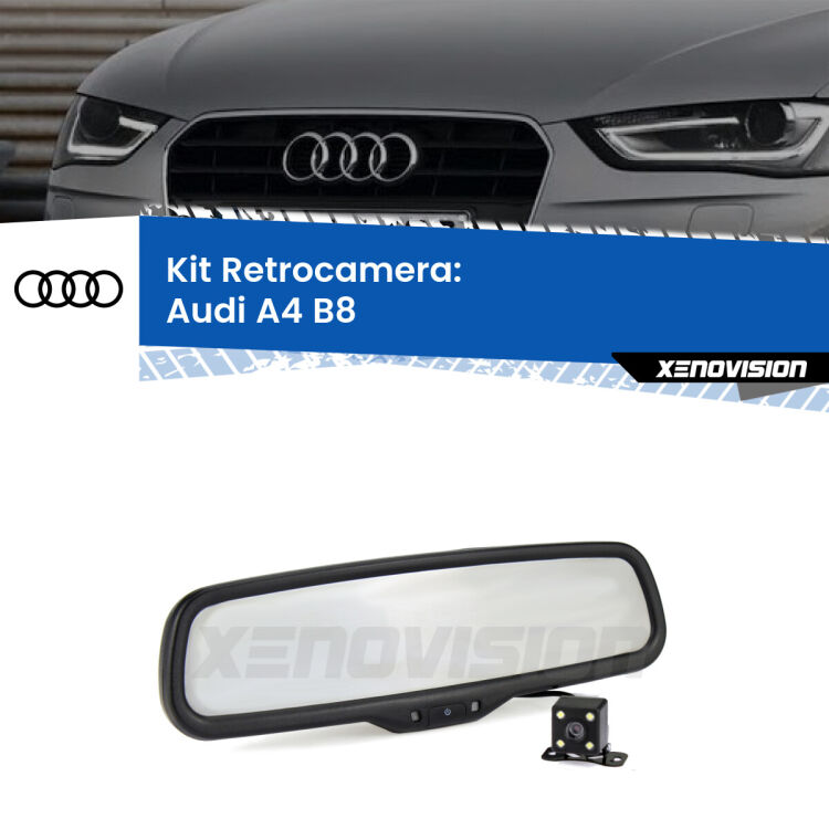 Kit Telecamera Parcheggio e Specchietto retrovisore con display invisibile per Audi A4 B8. Spento è identico all’originale. In retromarcia, l’immagine appare in un riquadro prima invisibile