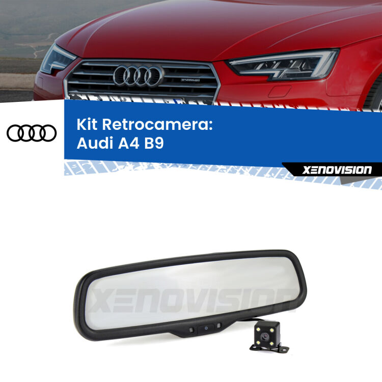 Kit Telecamera Parcheggio e Specchietto retrovisore con display invisibile per Audi A4 B9. Spento è identico all’originale. In retromarcia, l’immagine appare in un riquadro prima invisibile