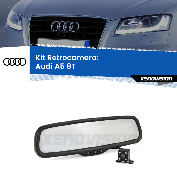 Kit Telecamera Parcheggio e Specchietto retrovisore con display invisibile per Audi A5 8T. Spento è identico all’originale. In retromarcia, l’immagine appare in un riquadro prima invisibile