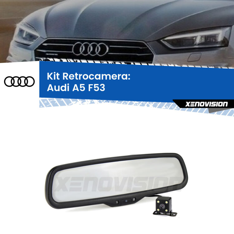 Kit Telecamera Parcheggio e Specchietto retrovisore con display invisibile per Audi A5 F53. Spento è identico all’originale. In retromarcia, l’immagine appare in un riquadro prima invisibile