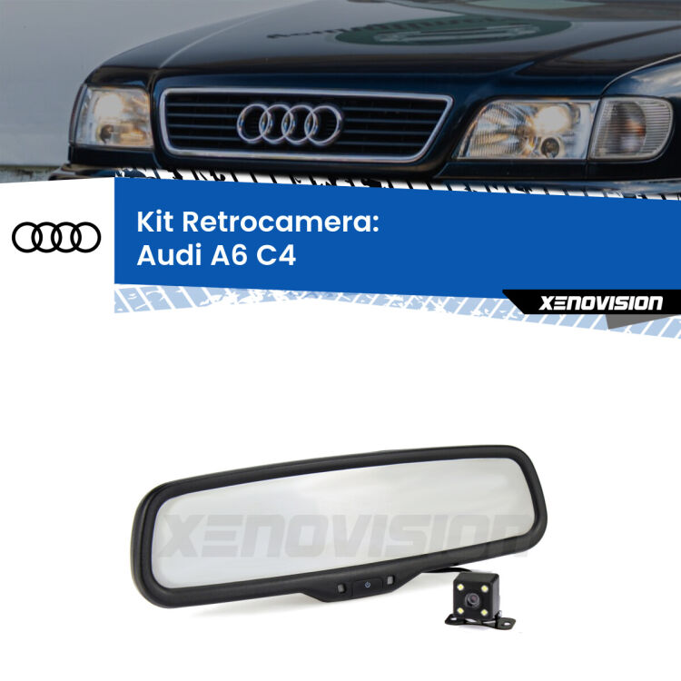 Kit Telecamera Parcheggio e Specchietto retrovisore con display invisibile per Audi A6 C4. Spento è identico all’originale. In retromarcia, l’immagine appare in un riquadro prima invisibile