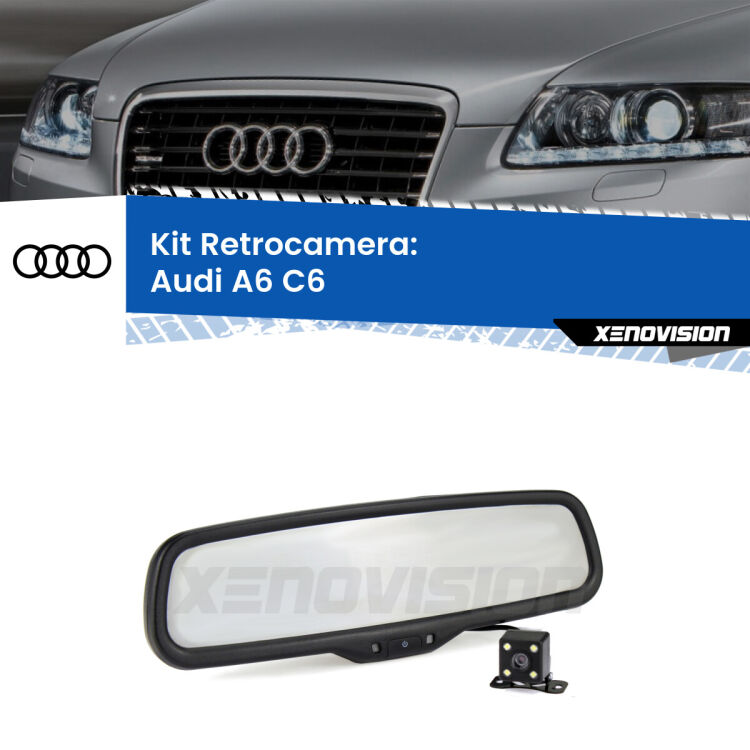 Kit Telecamera Parcheggio e Specchietto retrovisore con display invisibile per Audi A6 C6. Spento è identico all’originale. In retromarcia, l’immagine appare in un riquadro prima invisibile