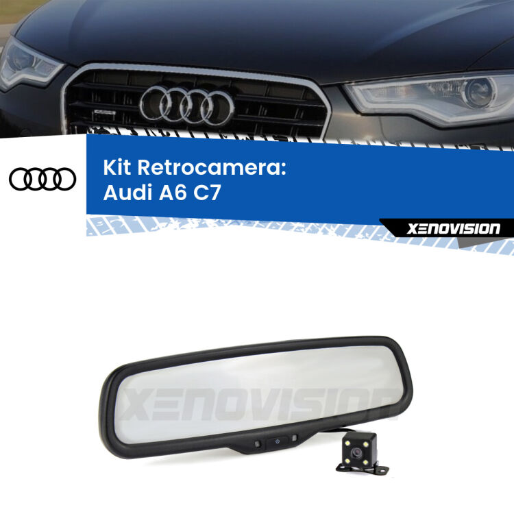 Kit Telecamera Parcheggio e Specchietto retrovisore con display invisibile per Audi A6 C7. Spento è identico all’originale. In retromarcia, l’immagine appare in un riquadro prima invisibile