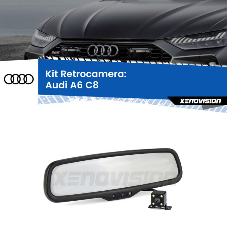 Kit Telecamera Parcheggio e Specchietto retrovisore con display invisibile per Audi A6 C8. Spento è identico all’originale. In retromarcia, l’immagine appare in un riquadro prima invisibile