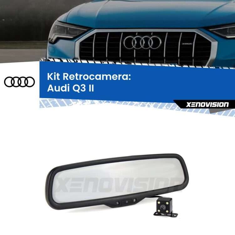 Kit Telecamera Parcheggio e Specchietto retrovisore con display invisibile per Audi Q3 II. Spento è identico all’originale. In retromarcia, l’immagine appare in un riquadro prima invisibile