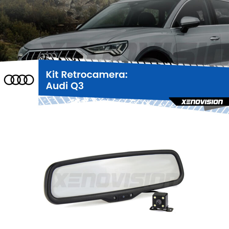 Kit Telecamera Parcheggio e Specchietto retrovisore con display invisibile per Audi Q3 . Spento è identico all’originale. In retromarcia, l’immagine appare in un riquadro prima invisibile