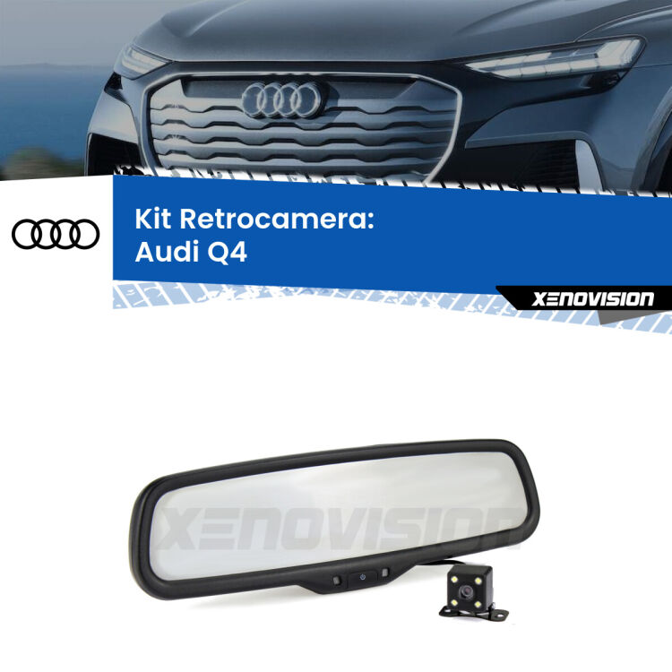 Kit Telecamera Parcheggio e Specchietto retrovisore con display invisibile per Audi Q4 . Spento è identico all’originale. In retromarcia, l’immagine appare in un riquadro prima invisibile