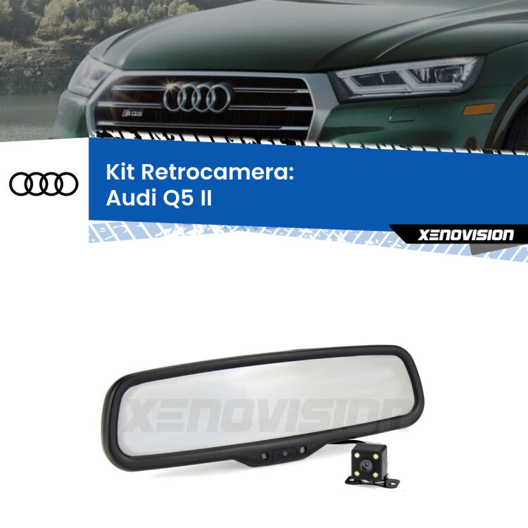 Kit Telecamera Parcheggio e Specchietto retrovisore con display invisibile per Audi Q5 II. Spento è identico all’originale. In retromarcia, l’immagine appare in un riquadro prima invisibile