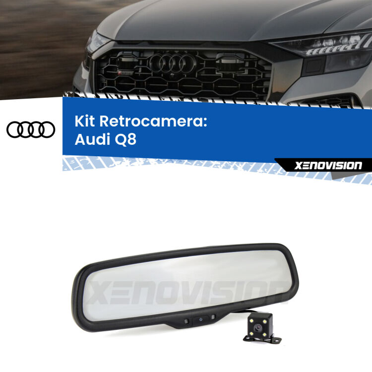 Kit Telecamera Parcheggio e Specchietto retrovisore con display invisibile per Audi Q8 . Spento è identico all’originale. In retromarcia, l’immagine appare in un riquadro prima invisibile